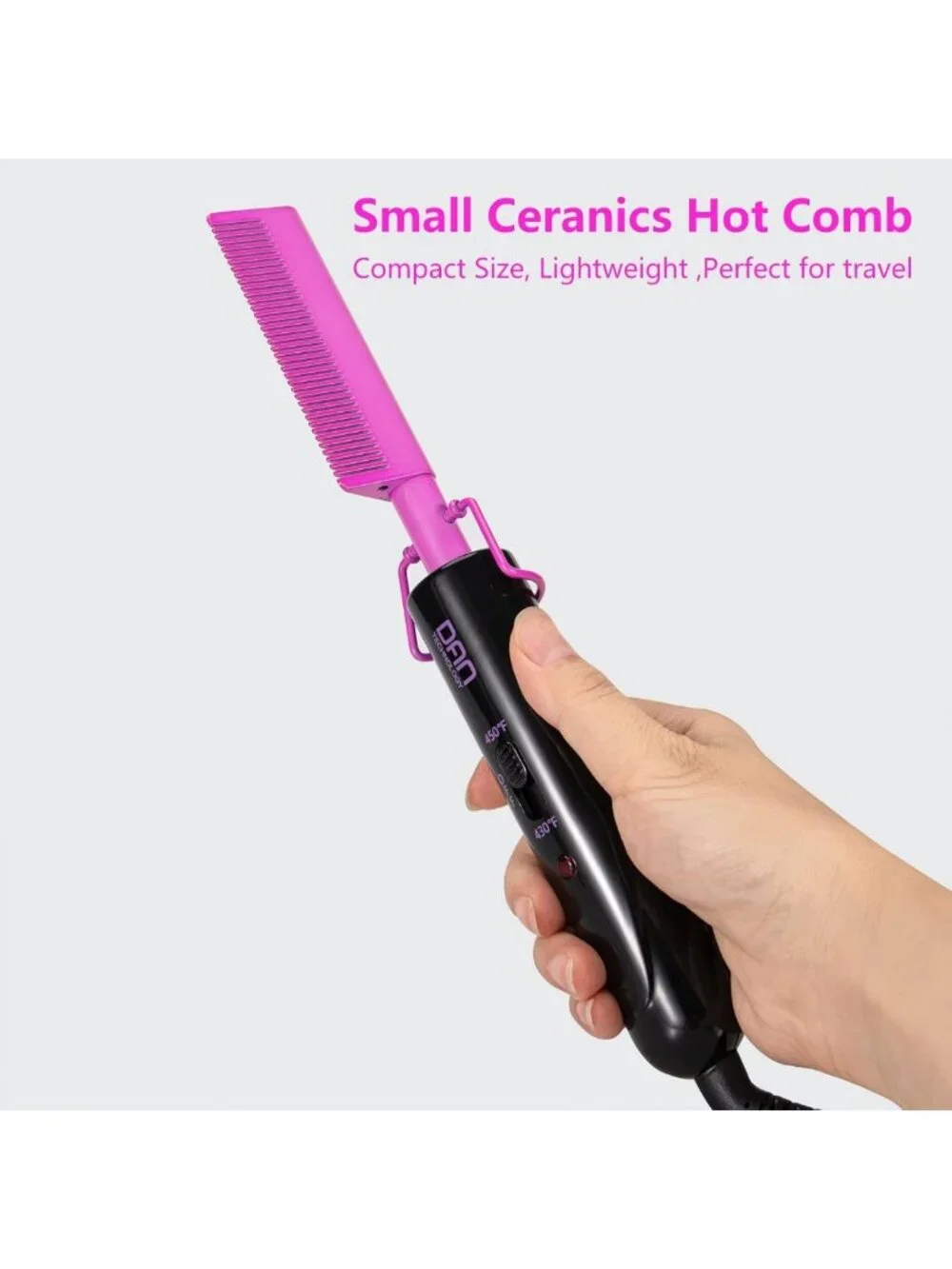 Dual Voltage Ceramic Pressing Comb - 450°F Fast Heating Mini Straightener for